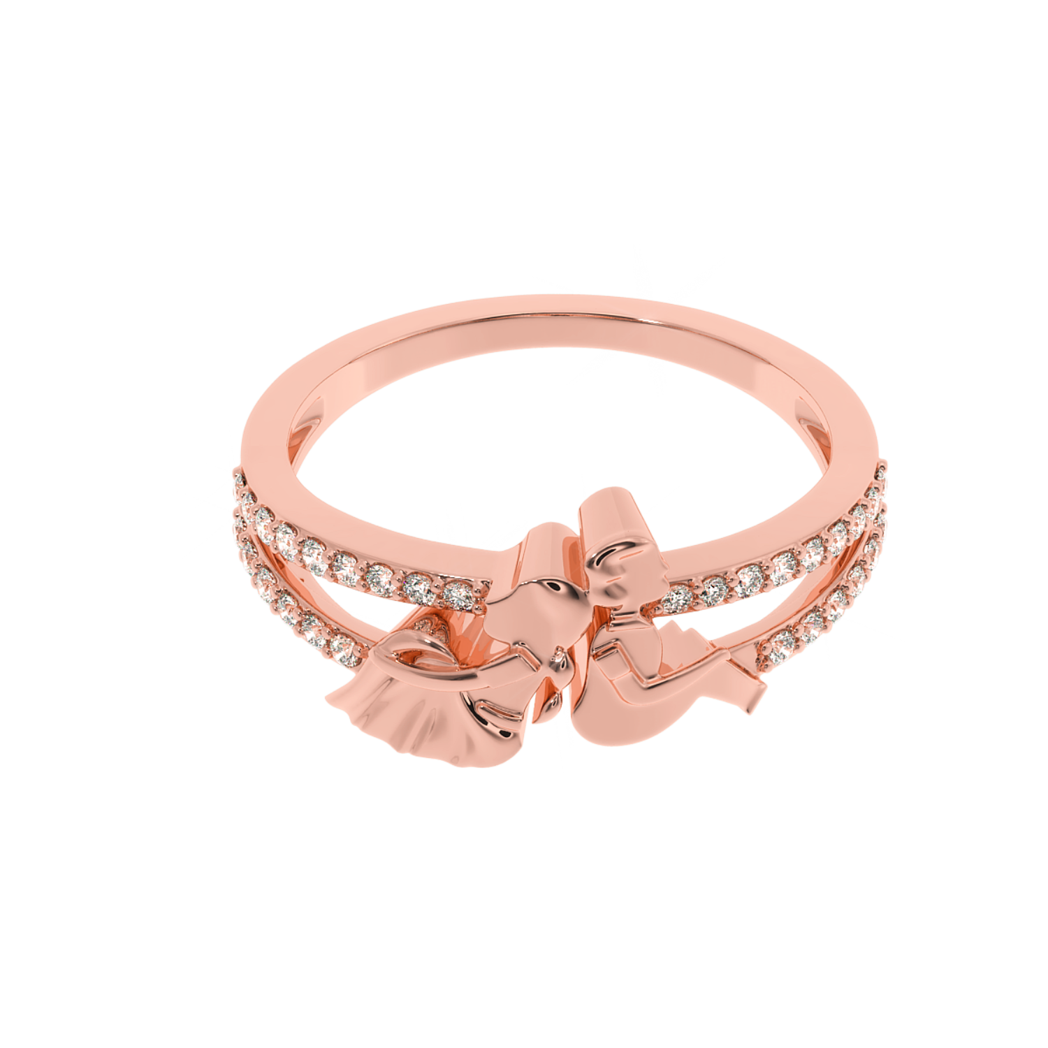 Solitairekart 0.24 CT Lab Grown Diamond You & Me Ring